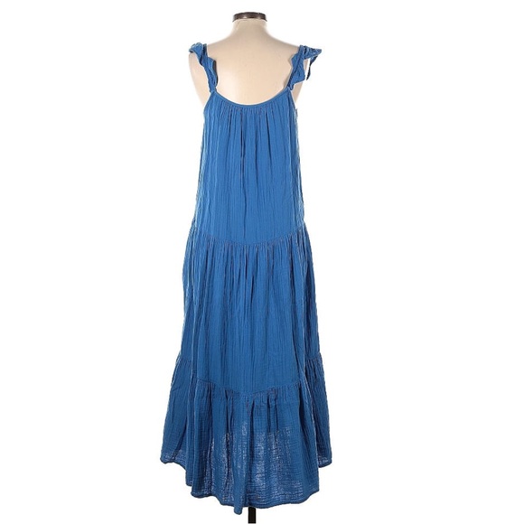 Xirena Rumer Tired Cotton Gauze Flutter Sleeve Pocket Midri Dress Blue S… - Picture 4 of 10